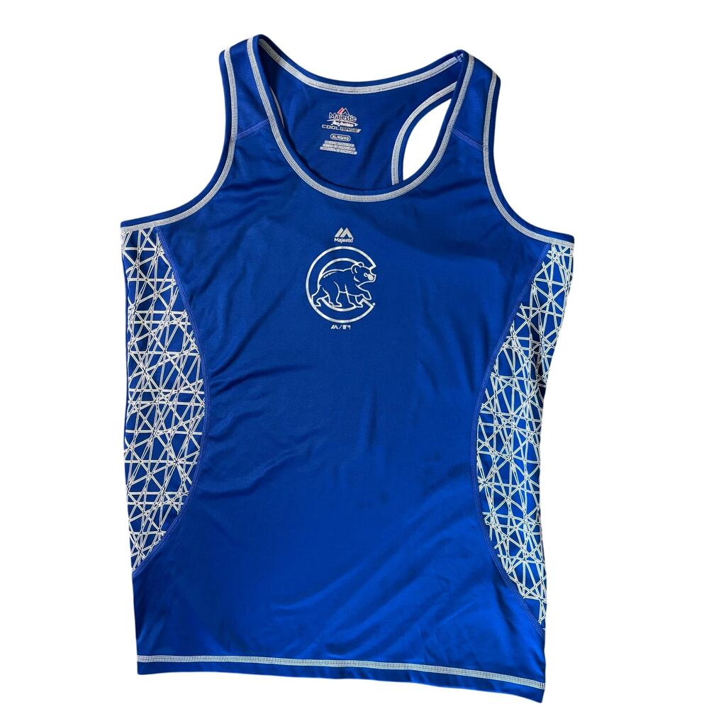 Majestic Tank Top Womens XL Chicago Cubs Racerback Sporty Baseball Fan MLB